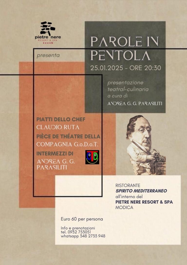 andrea g.g. parasiliti, parole in pentola: presentazione teatral culinaria